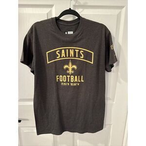 NFL Team Apparel New Orleans Saints Football Charcoal Grey T Shirt Men Sz Medium